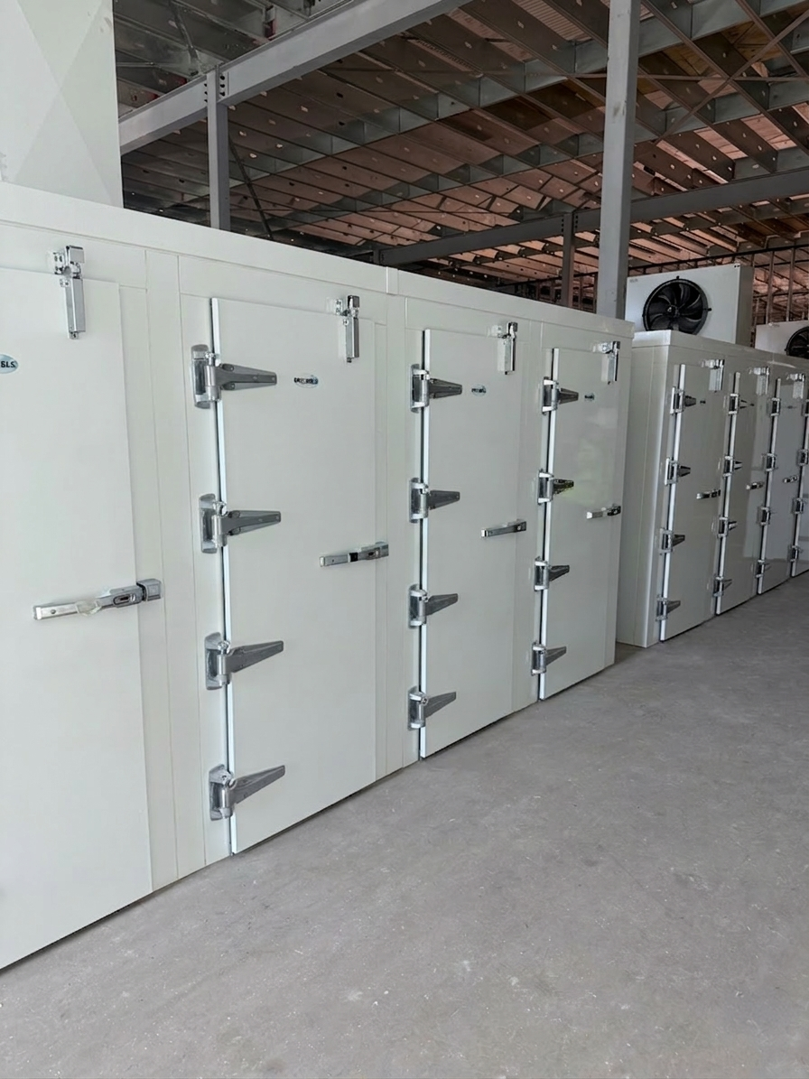 Dry-Well tunnel drying system with open door showing trays and fans